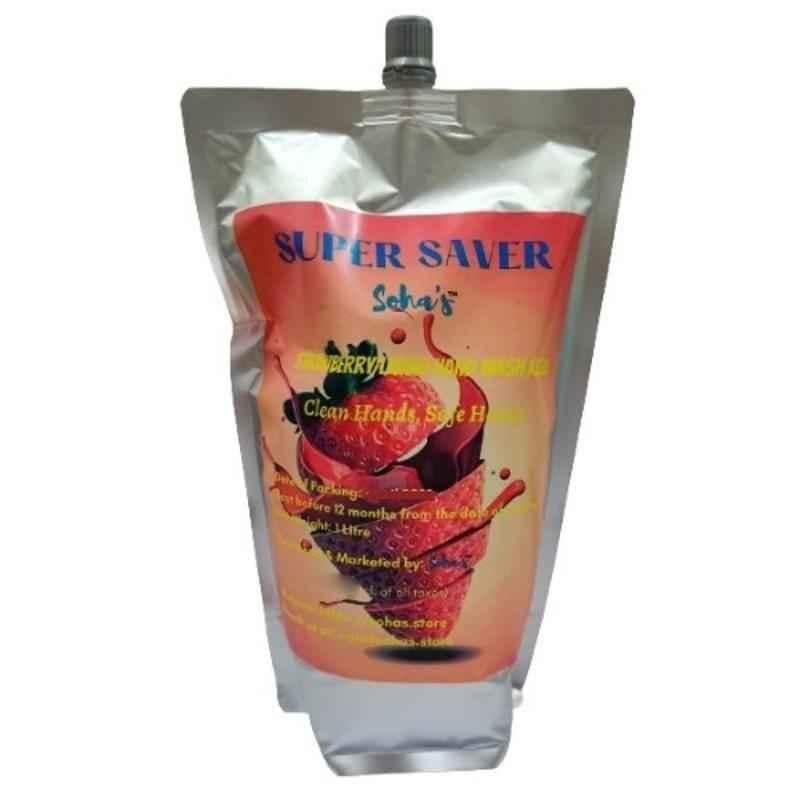Sohas 1L Strawberry Liquid Hand Wash Refill, SA-LHWR1L-S