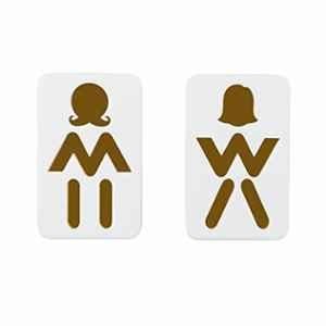 SUNSIGNS 2 Pcs 2.5x4 inch Acrylic White Toilet Signage Board Set for Men & Women Washroom, H1-CW3N-JVT6