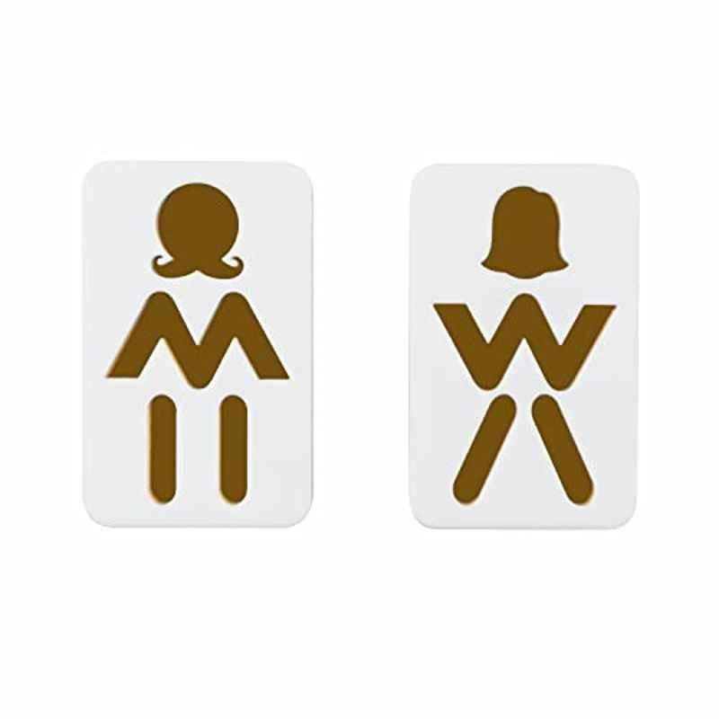 SUNSIGNS 2 Pcs 2.5x4 inch Acrylic White Toilet Signage Board Set for Men & Women Washroom, H1-CW3N-JVT6