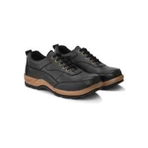 Enrich Field 65BK Pure Leather Anti-Skid Steel Toe Black Safety Shoes, Size: 6