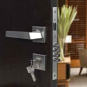 Voltizi Rose Stainless Steel Matt Finish Both Side Key Mortise Door Lock Handle Set with 3 Computer Keys, Quartz-BSK-R