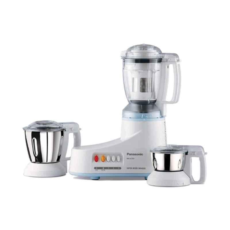 Panasonic 550W White Juicer Mixer Grinder with 3 Stainless Steel Jars, MX-AC 350