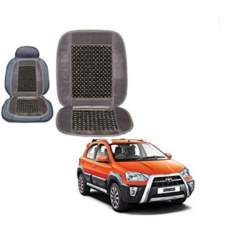 Kozdiko Wooden Bead Seat with Grey Velvet Border for Toyota Etios Cross