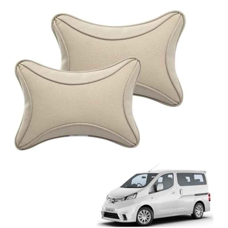 Kozdiko 2 Pcs Memory Foam & Polyester Beige Dots Car Neck Rest Pillow Set for Nissan Evalia, XNVJVHGJFH91