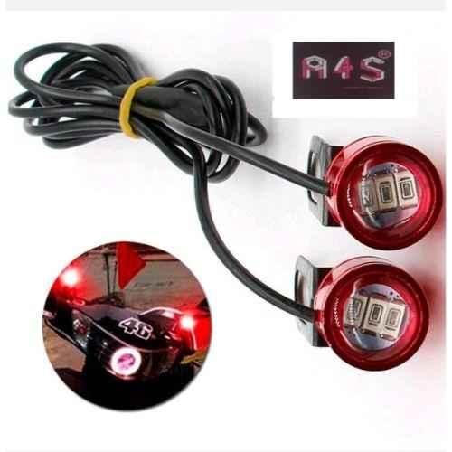 4x Bright Red Eagle Eye LED Lights – Under Car Chassis DRL, Motorcycle Retrofit, 12V