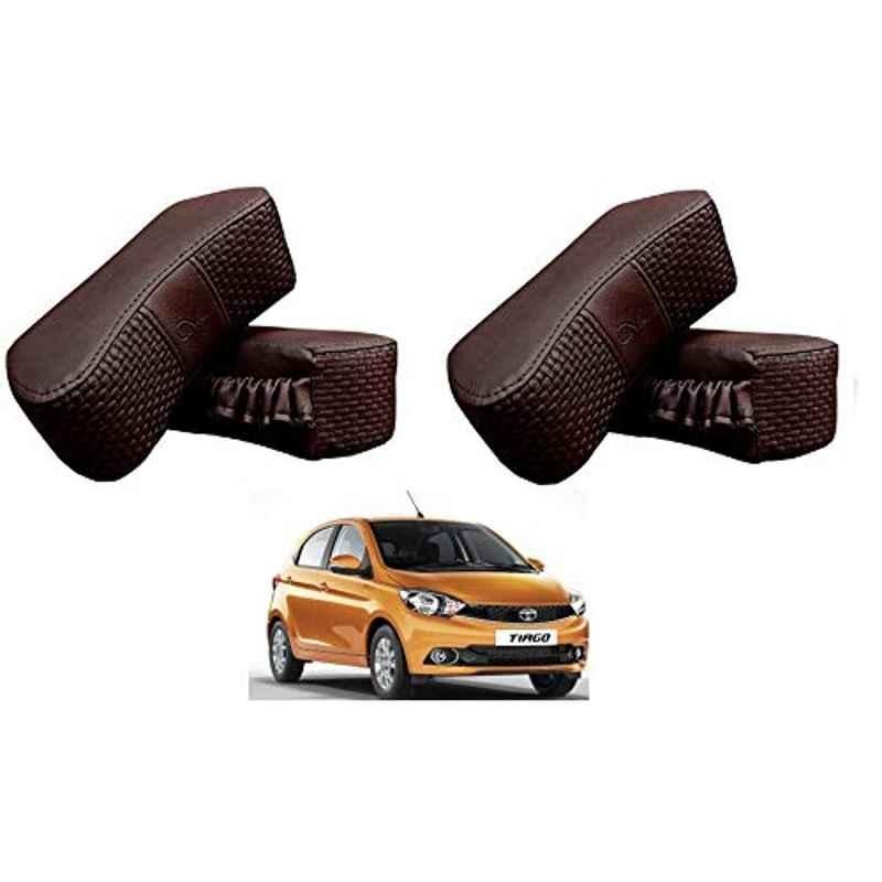 Kozdiko 4 Pcs CV Designer Cola Leatherite Neck Rest Car Cushion Pillow Set for Tata Tiago