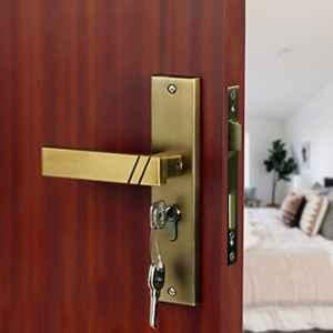Saze Sierra 8 inch Stainless Steel Antique Brass Matt Finish Cylindrical Plate Mortise Door Lock Pull Handle Set with 3 Computer Keys