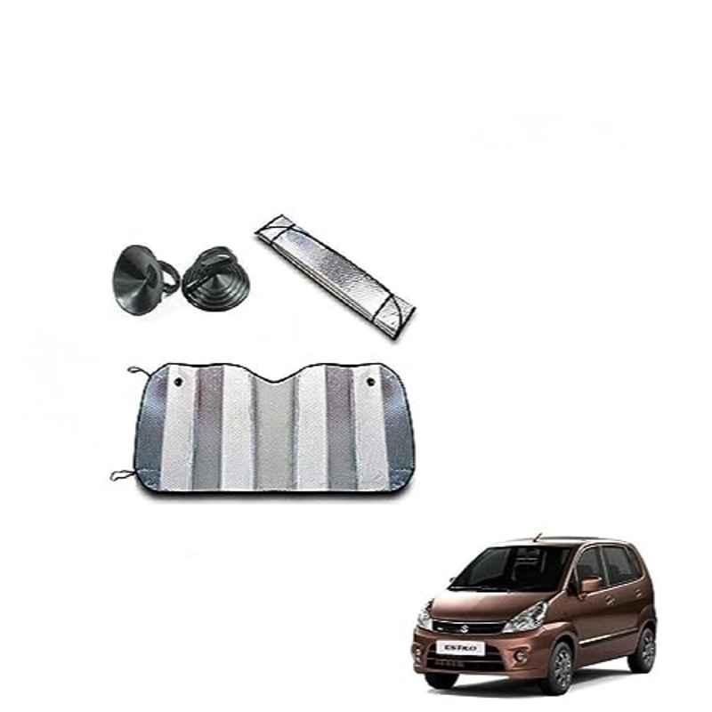 Kozdiko Aluminium Foil UV Protection Silver Windshield Sun Shade for Maruti Suzuki Zen Estilo