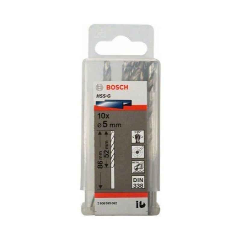 Bosch 10Pcs 5mm HSS Silver Drill Bit Set, 2608595062