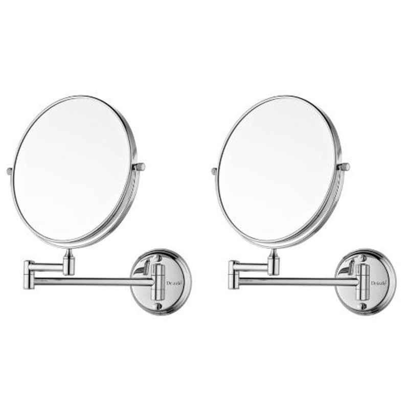Drizzle 2 Pcs Stainless Steel Silver Shaving & Makeup Mirror Set, ASHAVEMIRROR2