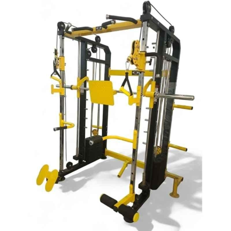 GYM24 Equipment Sonata 80kg Capacity Iron Black & Yellow Multi Functional Trainer Smith Machine