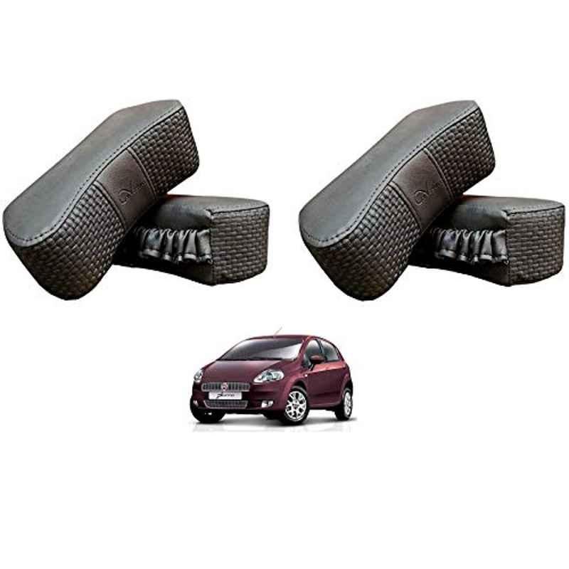 Kozdiko 4 Pcs CV Designer Grey Leatherite Neck Rest Car Cushion Pillow Set for Fiat Punto