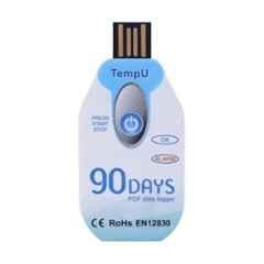 MxRady TempU 3W PVC Plastic Blue & White USB PDF Disposable Data Logger with 90 Days Recorded Interval, Generate PDF Report