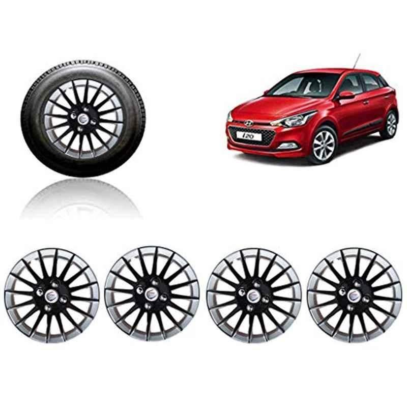 Auto Pearl 4 Pcs 14 inch ABS Black & Silver Car Wheel Cover Set for Hyundai i20 Elite