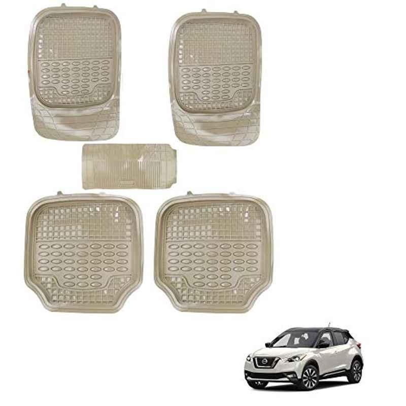 Kozdiko 5 Pcs 4G Beige Rubber & PVC Heavy Car Foot Mat Set for Nissan Kicks, koz_81160