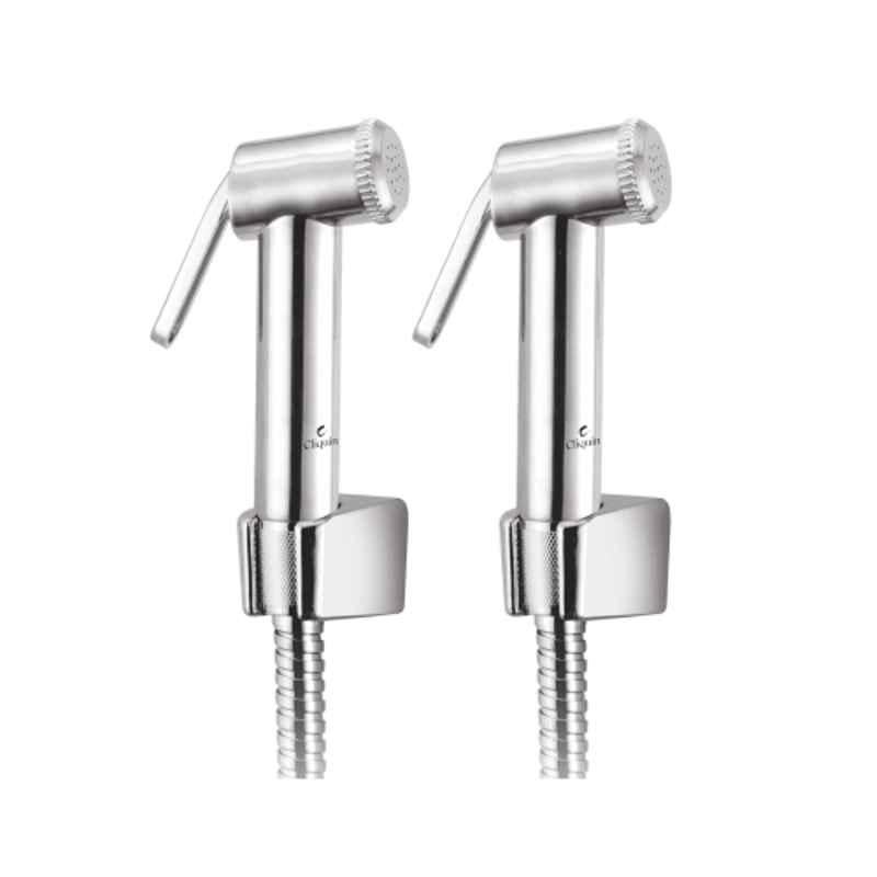 Cliquin Olive ABS Chrome Wall Mounted Health Faucet with Adjustable Water Pressure, KSHF2206 (Pack of 2)