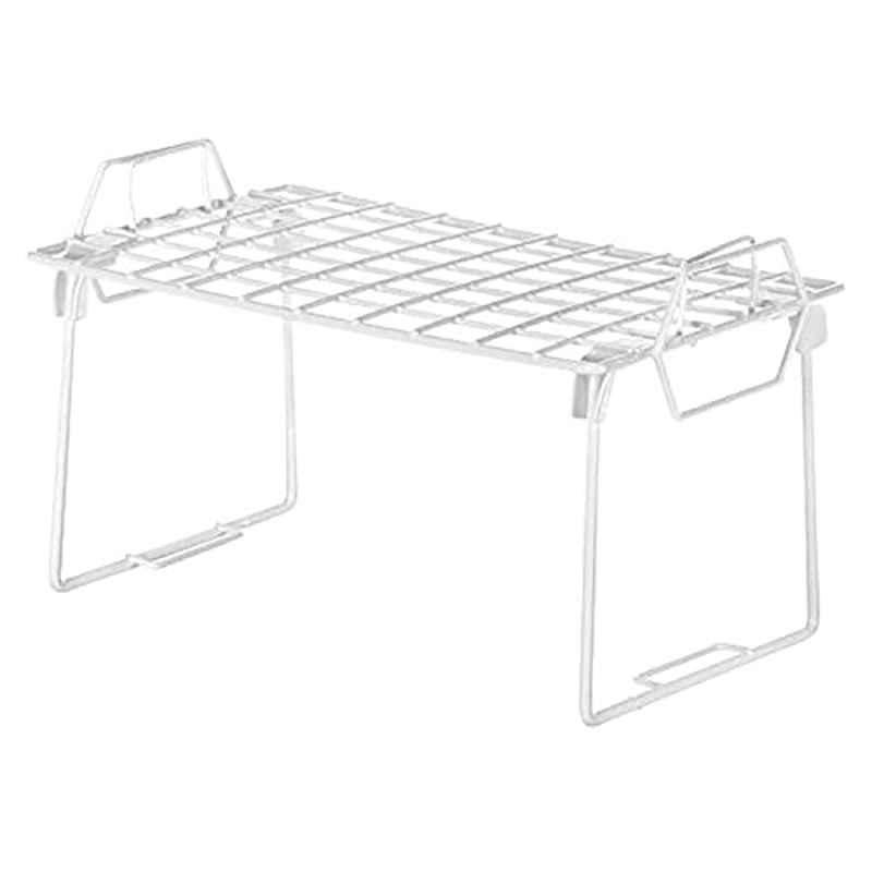 Whitmor 6023-3812 Stainless Steel White Stacking Shelf, Size: Small