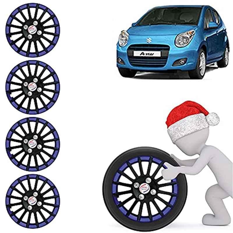 Auto Pearl 4 Pcs 13 inch ABS Black & Blue Press Fitting Wheel Cover Set for Maruti Suzuki A Star