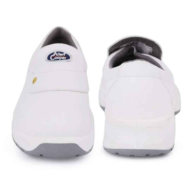 Allen Cooper AC1442 Microfibre Steel Toe White Work Safety Shoes, Size: 11