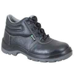 Zain Safety S1-SRA ZM-444 Genuine Leather Steel Toe Black Safety Shoes, Size: 11