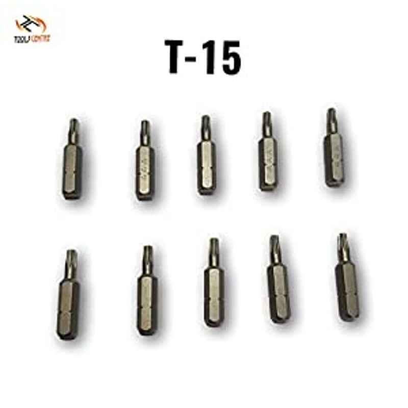 Krost Power Torx Bits, T15, Pack Of 10, Black