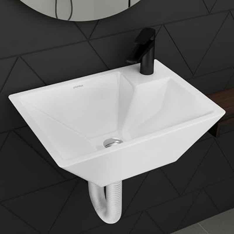 Plantex 15x11x5 inch Platinum Ceramic Wall Mounted Basin/Corner Basin/Wash Basin for Bathroom for Restaurant & Hotel
