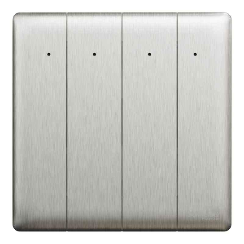 Schneider Electric Unica X 16A 250V 2 Way 4 Gangs Stainless Steel Switch with LED, NUX34_2N_SS