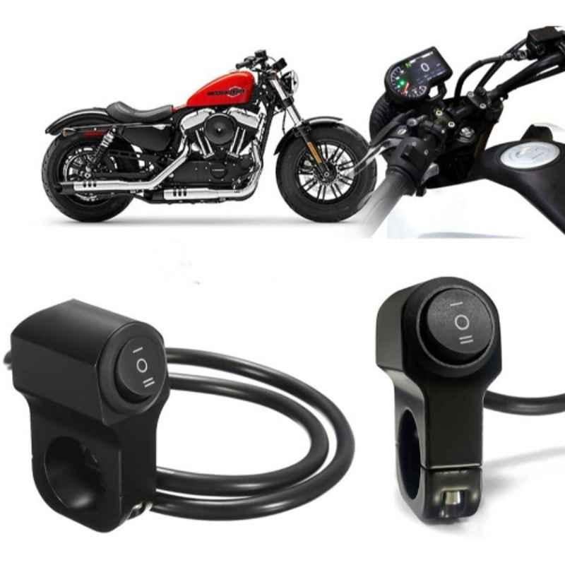 Auto Pearl 12V Aluminium Alloy Black Motorcycle Handlebar Headlight Switch for Forty Eight