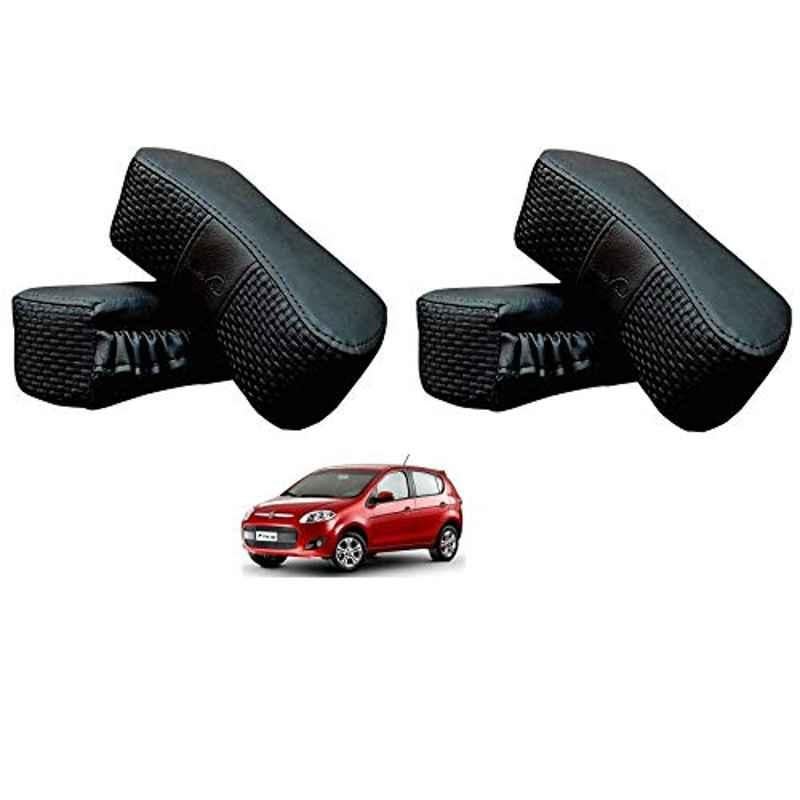 Kozdiko 4 Pcs CV Designer Black Leatherite Neck Rest Car Cushion Pillow Set for Fiat Palio