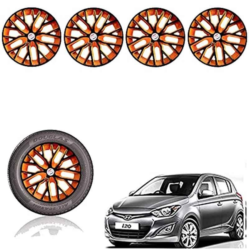 Auto Pearl 14 inch ABS Black & Orange Press Type Car Hub Cap Wheel Cover for I20 Type 2