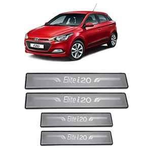 SureStrive 4 Pcs Stainless Steel Silver Footstep Sill Plate Set without LED for Hyundai I20-Elite 2020 Type-2