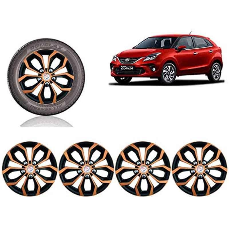 Auto Pearl 4 Pcs 15 inch ABS Copper & Black Car Wheel Cover Set for Toyota Glanza