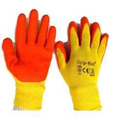 SSWW Yellow Nylon Shell with Latex Palm Coated Gloves, Size: M (Pack of 120)
