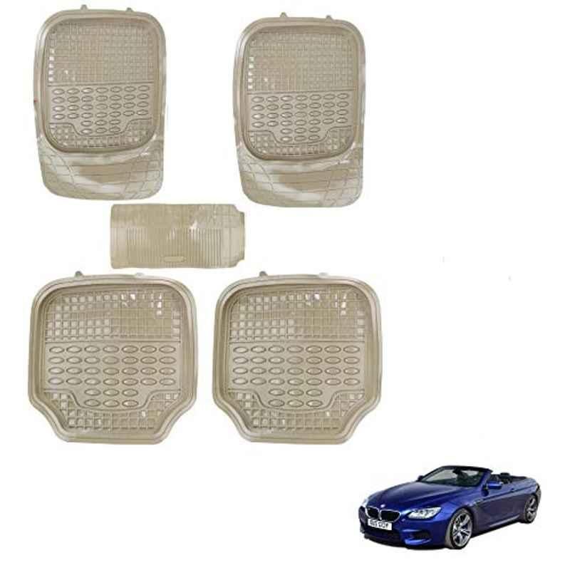 Kozdiko 5 Pcs 4G Beige Rubber & PVC Heavy Car Foot Mat Set for BMW 6 Series, koz_80978