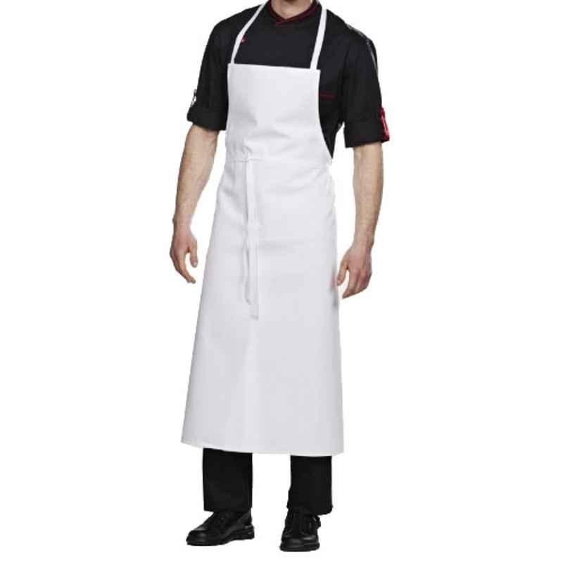 Superb Uniforms Polycotton White Long Bib Cooking Apron for Men, SUW/W/CA02, Size: L