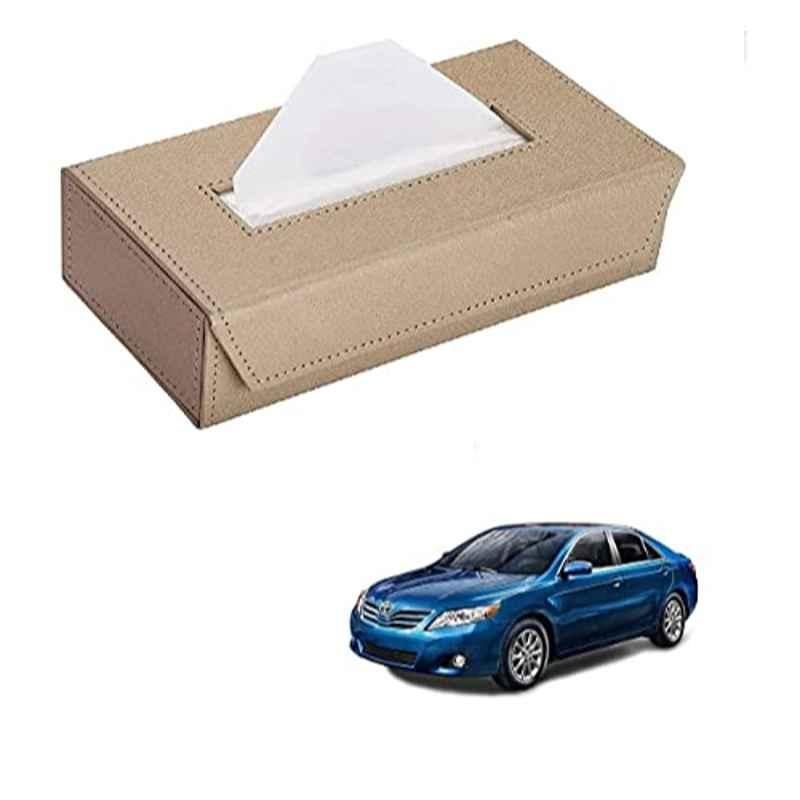 Kozdiko 100 Pulls PU Leather Beige Car Tissue Paper Box with 200 Sheets for Toyota Camry