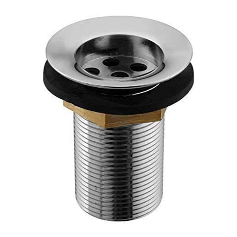 Bassino 4 inch Brass Silver Non Pop-Up Full Thread Waste Coupling, WC-SIMPLE-4