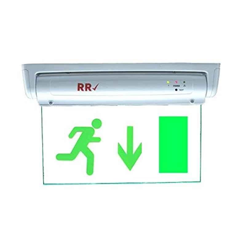 RR Exit Down Green Sign In Clear Light Board 230V With Battery Backup-Rr