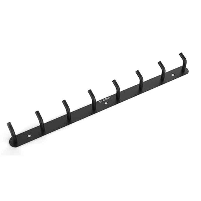 Plantex Wall Hooks for Hanging Cloth/Stainless Steel Towel Hangers/Bathroom Robe Hooks/Door Hangers/Wall Hook Rack/Hook Rail for Hanging Keys 8 Hooks, Black