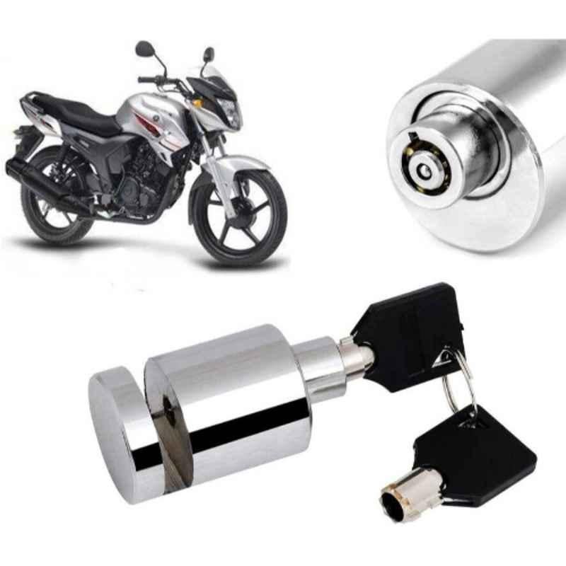 Auto Pearl Stainless Steel Silver Heavy Duty Anti Theft Motorcycle Disc Brake Lock, Lock_540