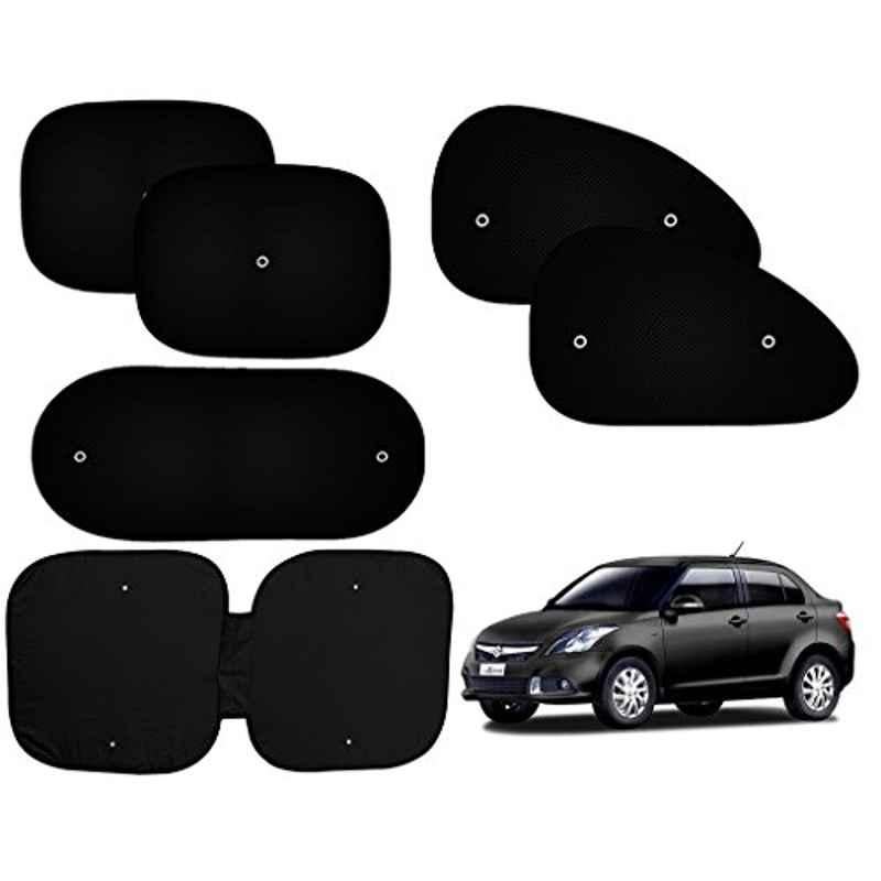 Auto Pearl 6 Pcs PVC & Mesh Black Window, Front & Rear Sun Shade Set for Maruti Suzuki Swift Dzire Type 3