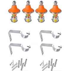 Ojass 10x5cm Plastic & Stainless Steel Orange Curtain Bracket with Support Clamp, GB04ORNG (Pack of 4)