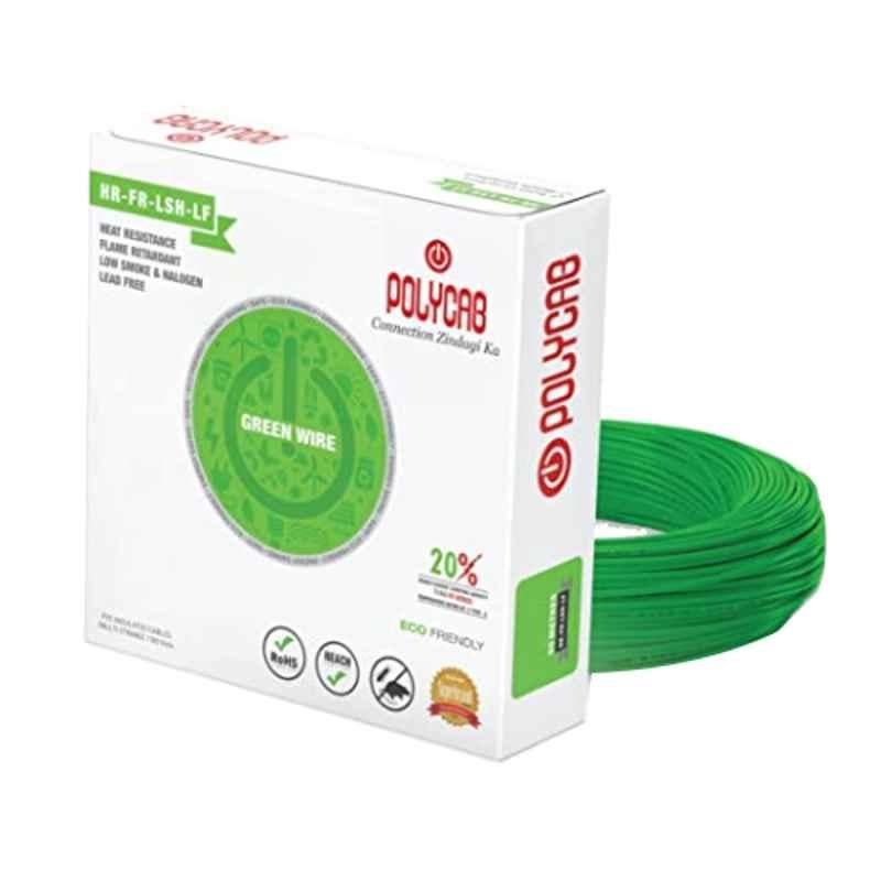 Polycab Green 1.5 Sqmm Green Single Core Multi Strand Heavy Duty FR PVC Housing Wire, Length: 90 m