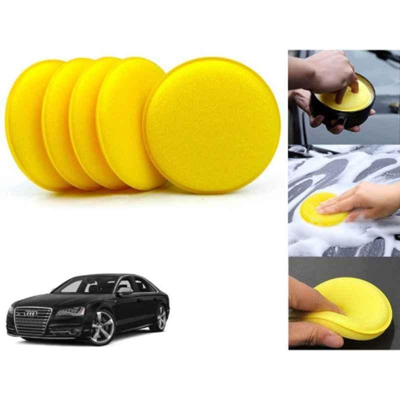 Auto Pearl Polyurethane Beige Washing & Waxing Polish Foam Sponge for S8 (Pack of 5)