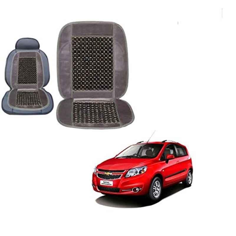 Kozdiko Wooden Bead Seat with Grey Velvet Border for Chevrolet Sail Hatchback