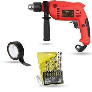 Hillgrove 700W 13mm Power Drill Machine with 9 Pcs Drill Bits & Electrical Tape, HGCM1356