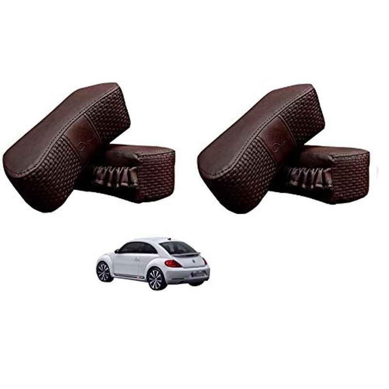 Kozdiko 4 Pcs CV Designer Cola Leatherite Neck Rest Car Cushion Pillow Set for Volkswagen Beetle