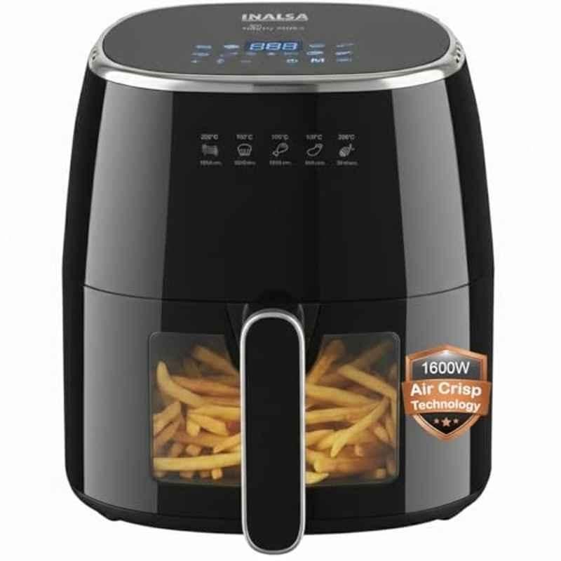 Inalsa Tasty Fry DW 5.5 Litre 1600W Black Air Fryer with 2 Years Warranty