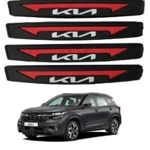 SureStrive 4 Pcs Rubber Black & Red Anti Scratch Door Guard Set for Kia Seltos All Model