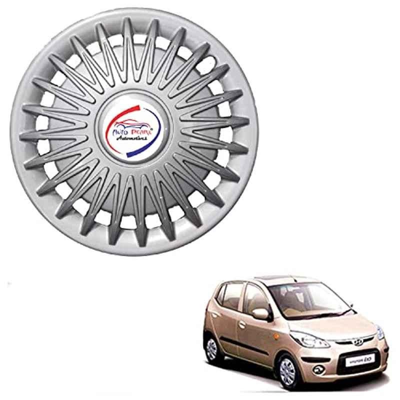 Auto Pearl 4 Pcs 13 inch ABS Rush Silver RH 09 Hubcap Wheel Cover Set with Retention Ring for Hyundai I10 Type 1